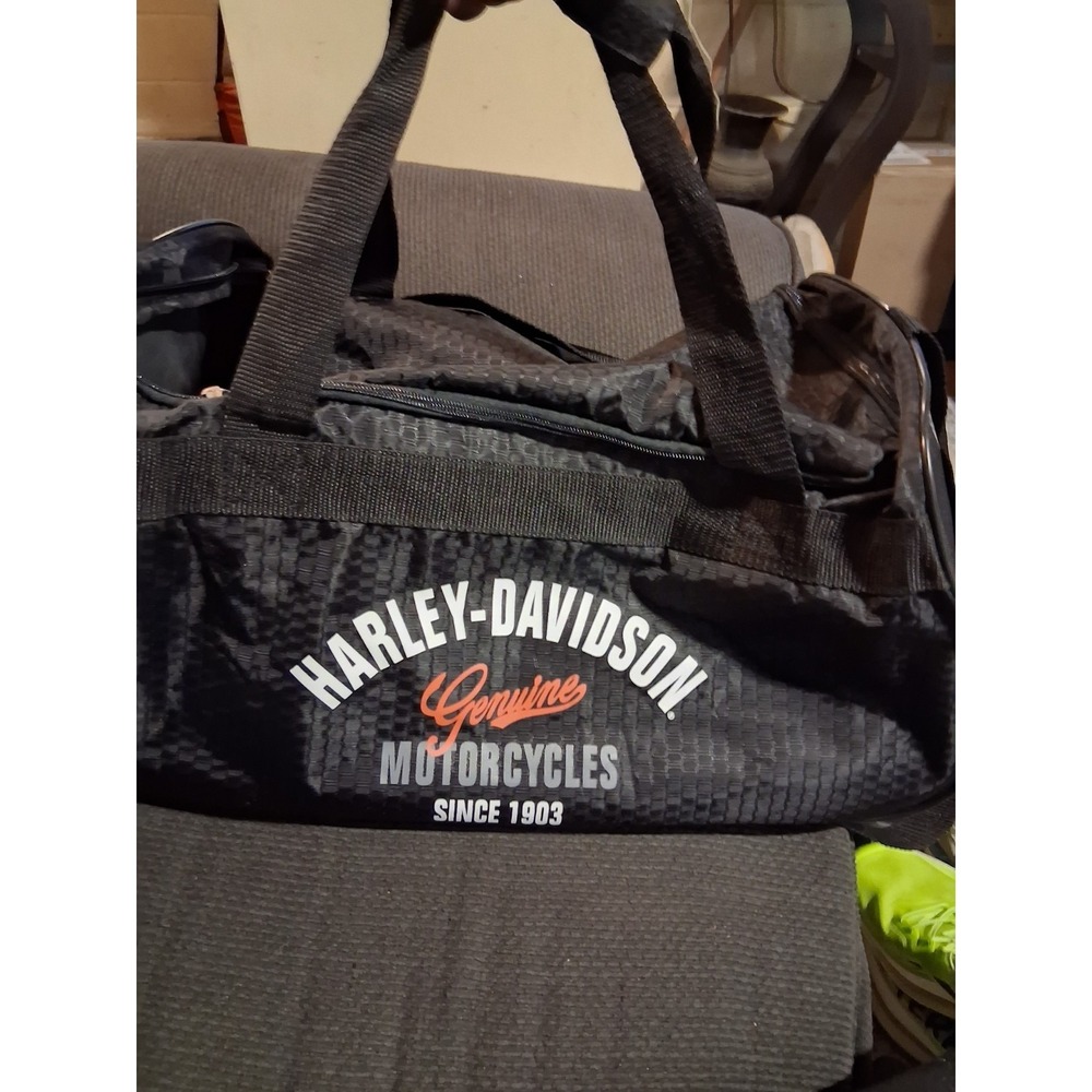 Harley-Davidson Black 20" Duffle Bag Eagle Logo Soft Travel‎ Gym Mens Gear